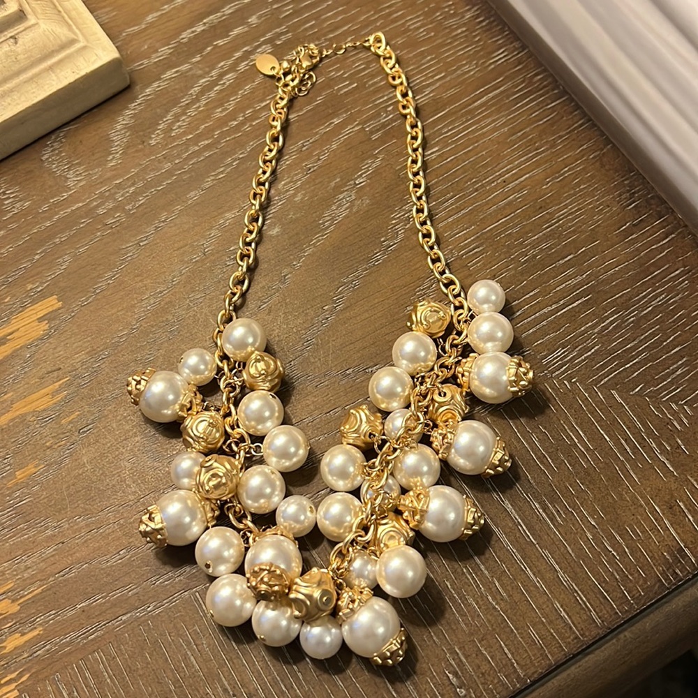 Faux Pearl and Gold Tone Necklace